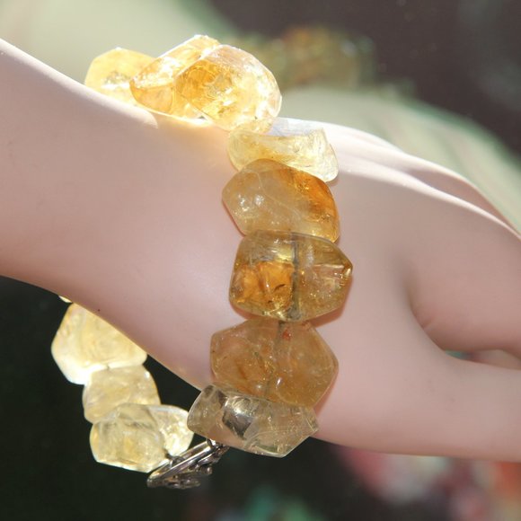 Custom Made Jewelry - Polished Citrine Nugget Sterling Silver Bracelet